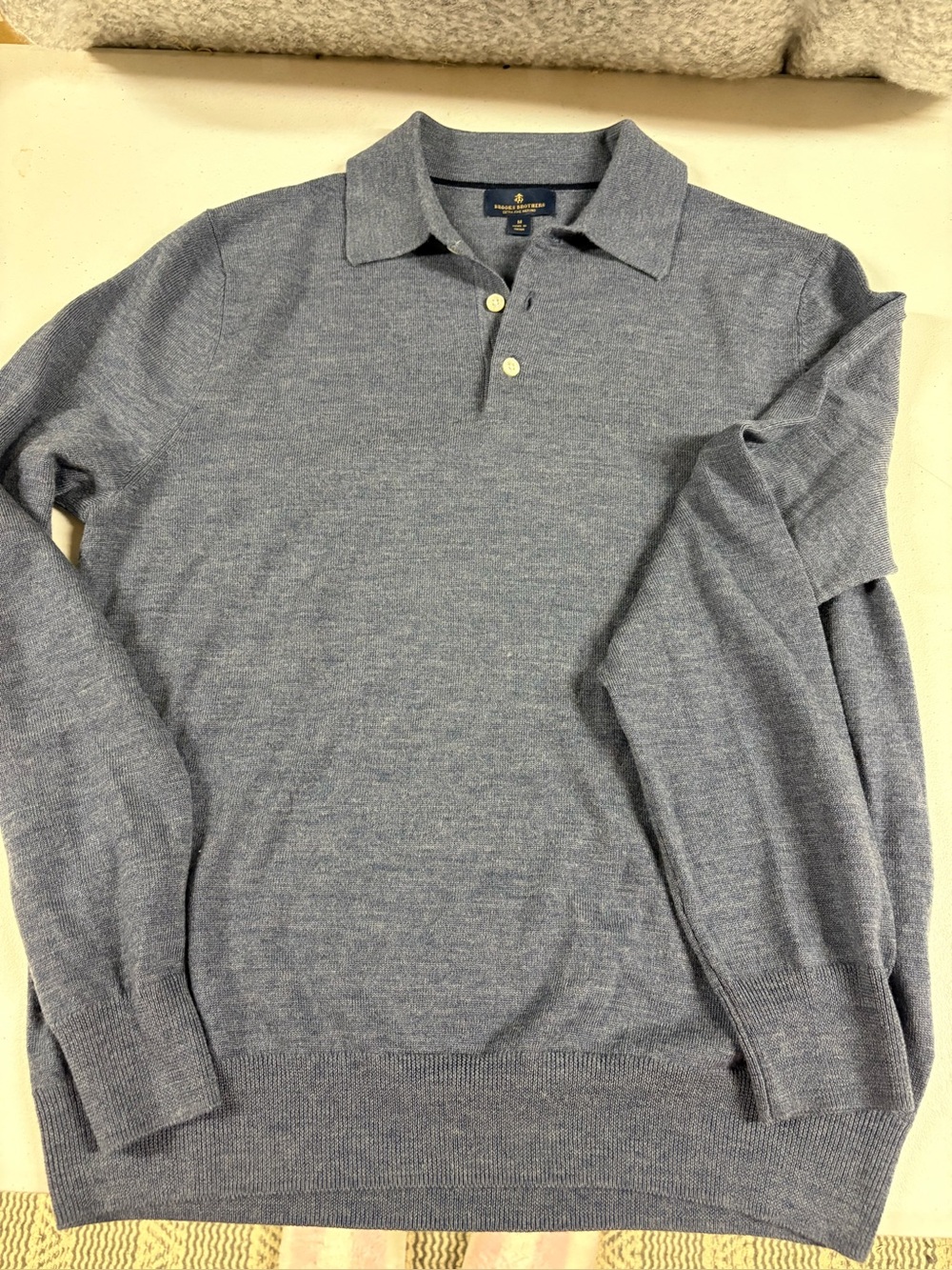 Brooks Brothers Men’s Heathered Light Blue Long-Sleeve Polo